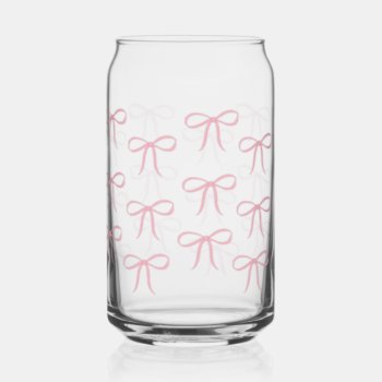 Pink Bow Pattern  Can Glass by coffeecatdesigns at Zazzle