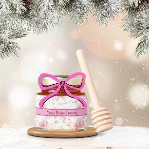 Pink bow pattern Christmas Corporate gift Honey Jar Favors