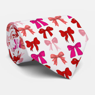 pink bow pattern neck tie