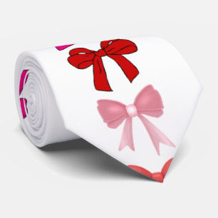 pink bow pattern neck tie