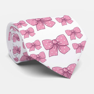 pink bow pattern neck tie