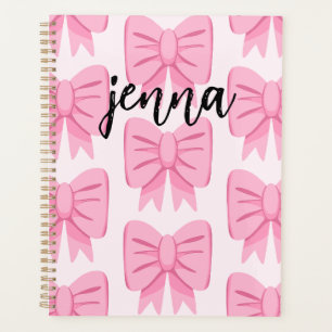 Pink Bow Pattern Planner with Name