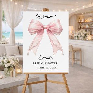 Pink bow pearls Bridal Shower welcome Foam Board