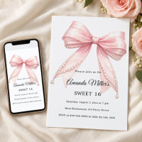 Pink bow pearls elegant Sweet 16 luxury