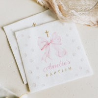 Pink Bow Pearls Girl Baptism