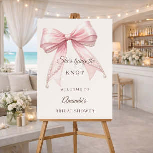 Pink bow pearls knot ivory Bridal Shower welcome Foam Board