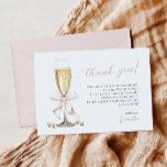 Pink Bow Pearls & Prosecco Bridal Shower Thank You Card<br><div class="desc">Pink Pearls & Prosecco Gold Minimal Bridal Shower thank you card with a pink bow</div>