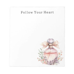 Pink Bow Perfume Bottle Floral Notepad