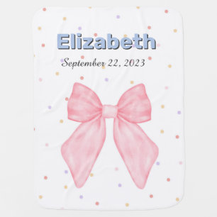 Pink Bow Personalized Custom Name Girl Baby Blanket
