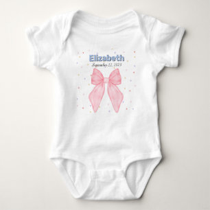 Pink Bow Personalized Custom Name Girl Baby Bodysuit