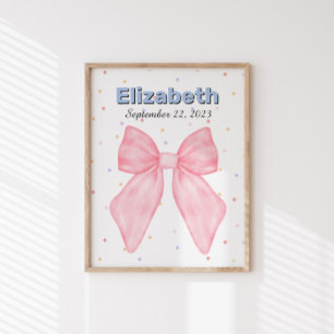 Pink Bow Personalized Custom Name Poster
