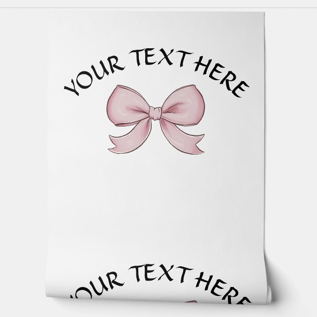 Pink Bow Personalized Name Text Coquette Wallpaper (Unrolling)