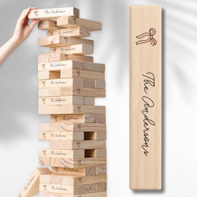 Pink Bow Personalized Wedding Jenga Guestbook Game (Pink Bow Personalized Wedding Jenga Guestbook Game
)
