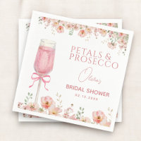 Pink Bow Petals & Prosecco Blush Bridal Shower  Napkins