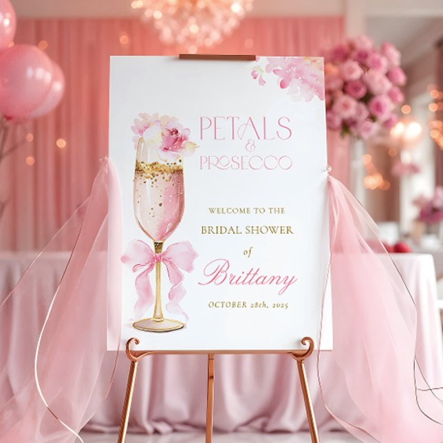 Pink Bow Petals Prosecco Bridal Shower Foam Board (Creator Uploaded)