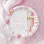 Pink Bow Petals Prosecco Bridal Shower Paper Plates<br><div class="desc">Pink Bow Petals Prosecco Bridal Shower Paper Plates featuring a golden and pink prosecco glass adorned with delicate pink florals and a pink bow. The design is perfect for a chic Petals and Prosecco themed brunch and bubbly celebration.</div>