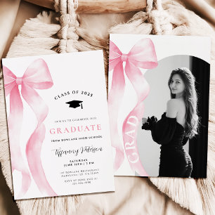 Pink Bow Photo 2026 Graduation Invitation