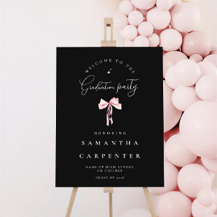 Pink Bow photo black background elegant graduation Foam Board