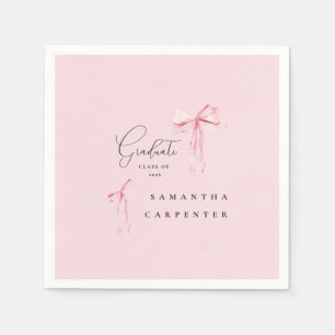 Pink Bow photo black background elegant graduation Napkins