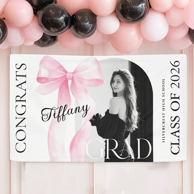 Pink Bow Photo Graduation Banner (Creator Uploaded)