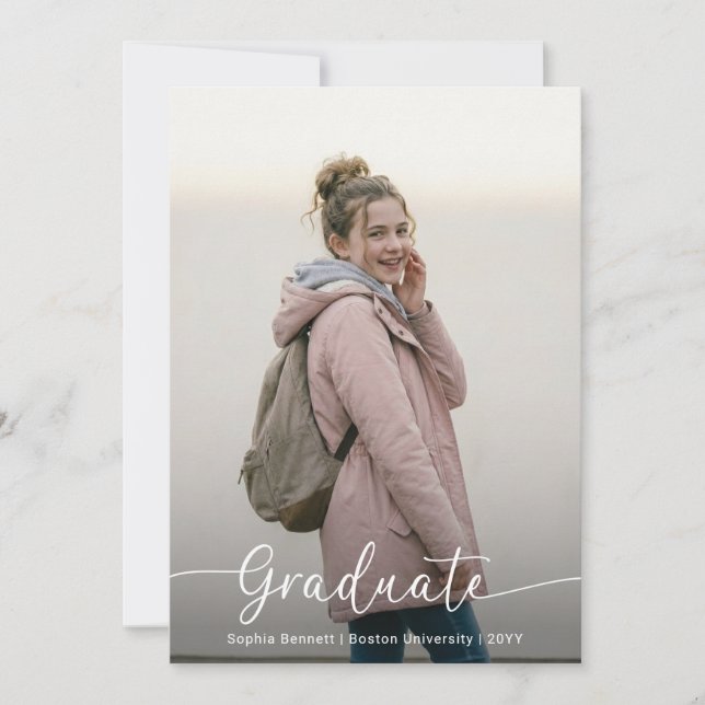 Pink Bow Photo Graduation Party Invitation (Front)