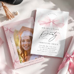 Pink Bow Photo Graduation Party Invitation<br><div class="desc">Pink Bow Photo Graduation Party</div>