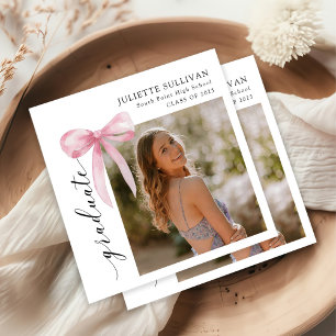Pink Bow Photo Graduation Party Napkins