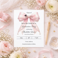 Pink bow photo Graduation party Save the Date