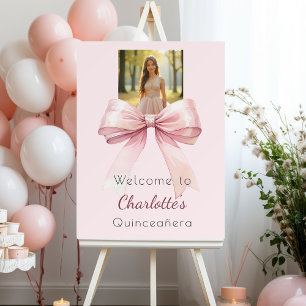 Pink bow photo Quinceanera welcome Foam Board