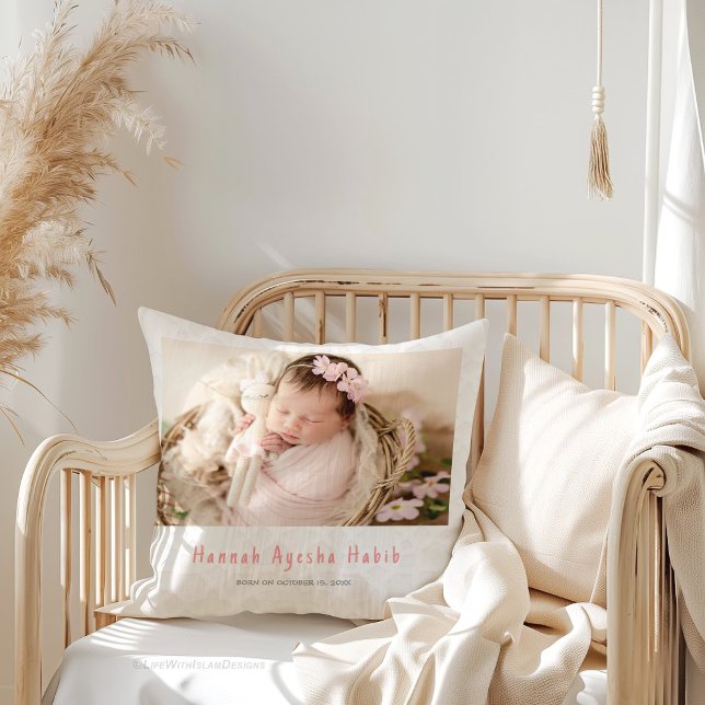 Pink Bow Photo Throw Pillow (Creator Uploaded)