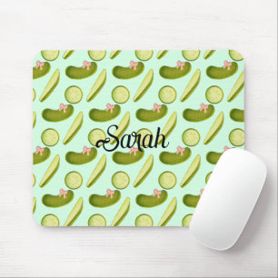 Pink Bow Pickles Mouse Pad