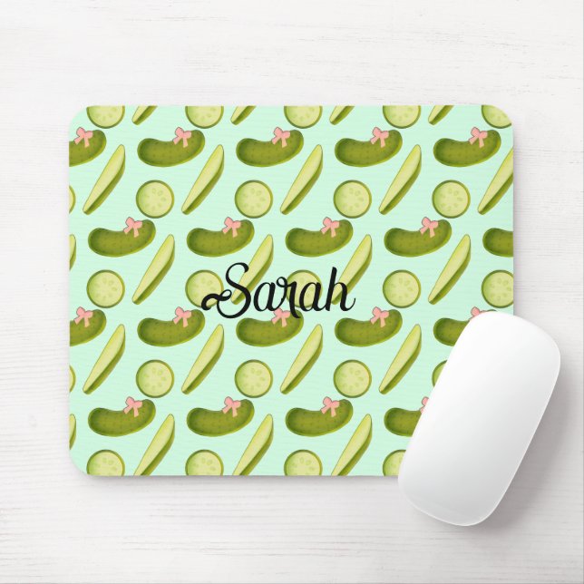 Pink Bow Pickles Mouse Pad (With Mouse)