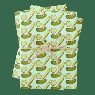 Pink Bow Pickles Wrapping Paper Sheets