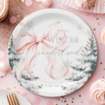 Pink Bow Pine Trees Winter Onederland 1st Birthday Paper Plates<br><div class="desc">Pink Bow Pine Trees Winter Onederland 1st Birthday Party Plates</div>
