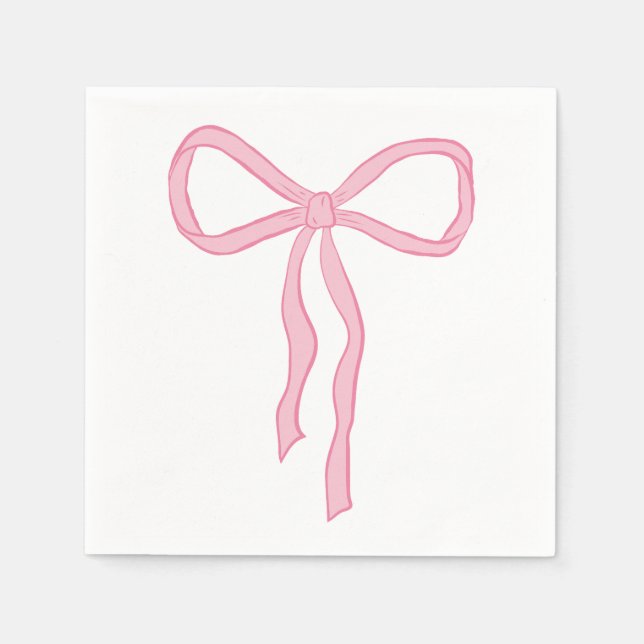 Pink Bow, Pink Ribbon Napkins (Front)