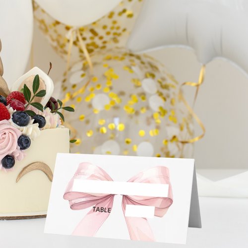 Pink Bow Place Cards | Elegant Folded