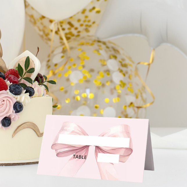 Pink Bow Place Cards | Elegant Folded (Creator Uploaded)