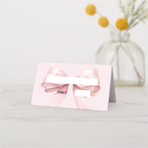 Pink Bow Place Cards Elegant Folded