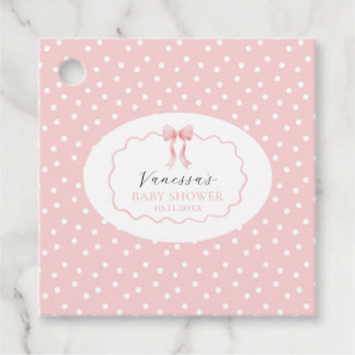 Pink Bow Polka Dot Baby Shower Baby Girl Coquette Favor Tags