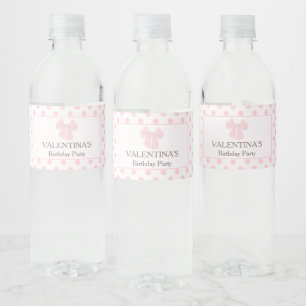 Pink bow polka dot birthday party  water bottle label