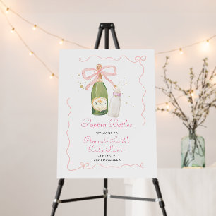 Pink Bow Poppin Bottles Baby Shower Welcome Sign