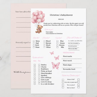 Pink Bow Predictions & advice games for Babyshower