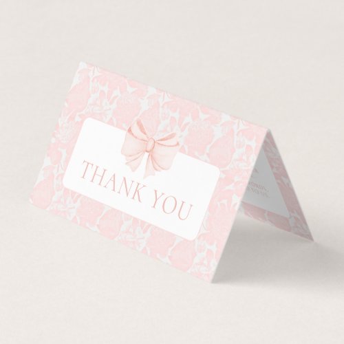 Pink bow preppy baby girl shower thank you cards