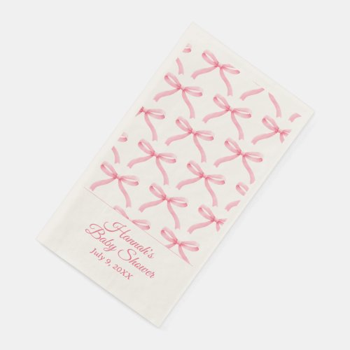 Pink Bow Preppy Baby Shower Guest Towel Napkins