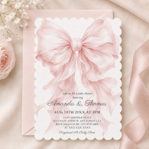 Pink Bow Preppy Baby Shower Invitation