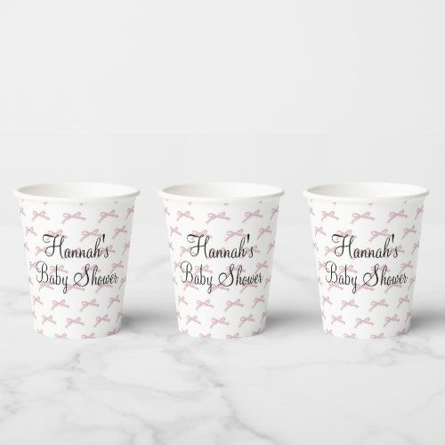 Pink Bow Preppy Baby Shower Paper Cups