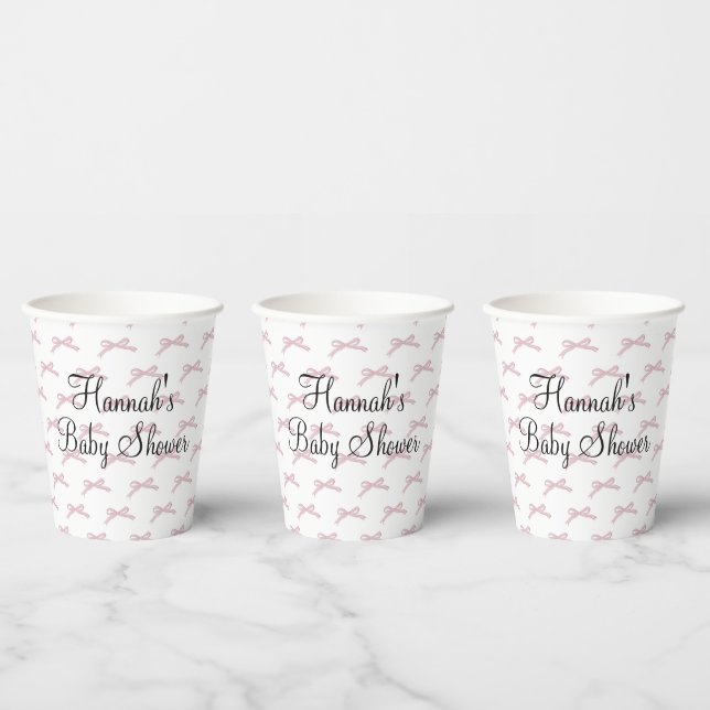 Pink Bow Preppy Baby Shower Paper Cups (Multi)