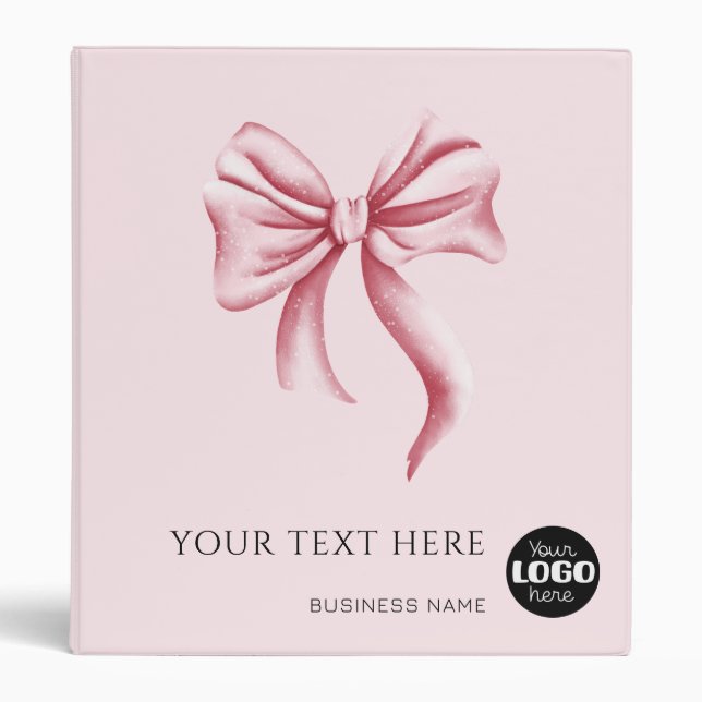 Pink Bow Professional Small Business Logo 3 Ring Binder (Front)