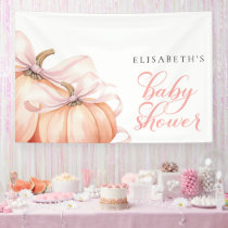 Pink Bow Pumpkin Baby Shower Backdrop Banner