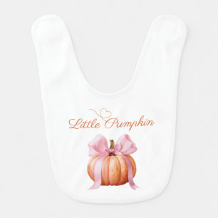 Pink Bow Pumpkin Baby Shower Bib   Cute & Chic 